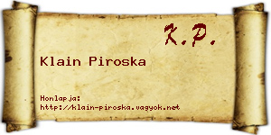 Klain Piroska névjegykártya